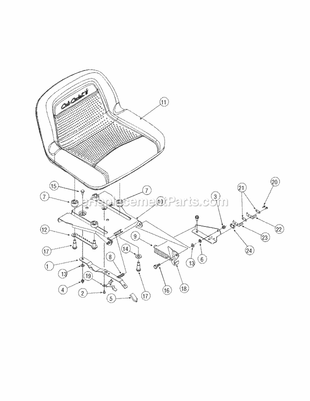 Adjustable Seat Rev00 Diagram and Parts List for SLT1554 13AK11CK709, 13AK11CK710, 13AK11CK712 Cub Cadet Lawn Tractor